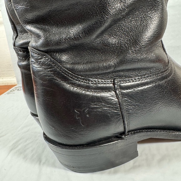 Frye Vintage Mid Calf Western Cowboy boots womens Size 9 Black Made in USA - Picture 4 of 11